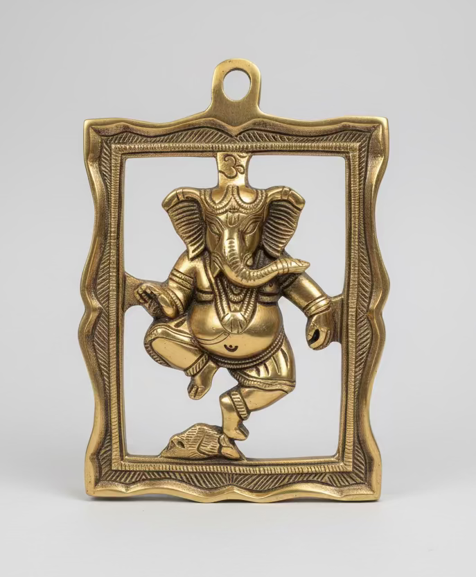 9 inch Brass Ganesha Om Wall Hanging for Door | Wall Décor|Hindu ganesha Decor for House Entry|Housewarming| Festival Gifting |Home Decor Item|Best House Warming Gift|Spiritual Good Luck Gifts