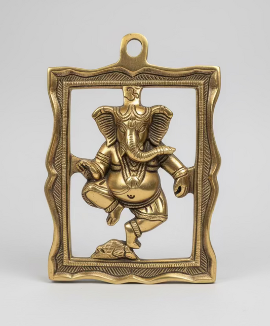 9 inch Brass Ganesha Om Wall Hanging for Door | Wall Décor|Hindu ganesha Decor for House Entry|Housewarming| Festival Gifting |Home Decor Item|Best House Warming Gift|Spiritual Good Luck Gifts