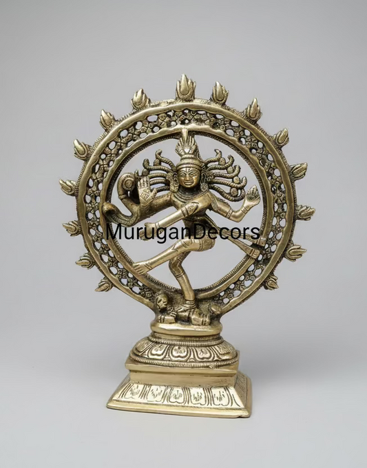 Dancing Shiva Nataraja Statue – 10" Brass Lord Shiva Natraj Sculpture, Yoga Studio, Spiritual Decor | Housewarming| Festival Gifting|Best House Warming Gift|Home Decorative by Indian Collectable