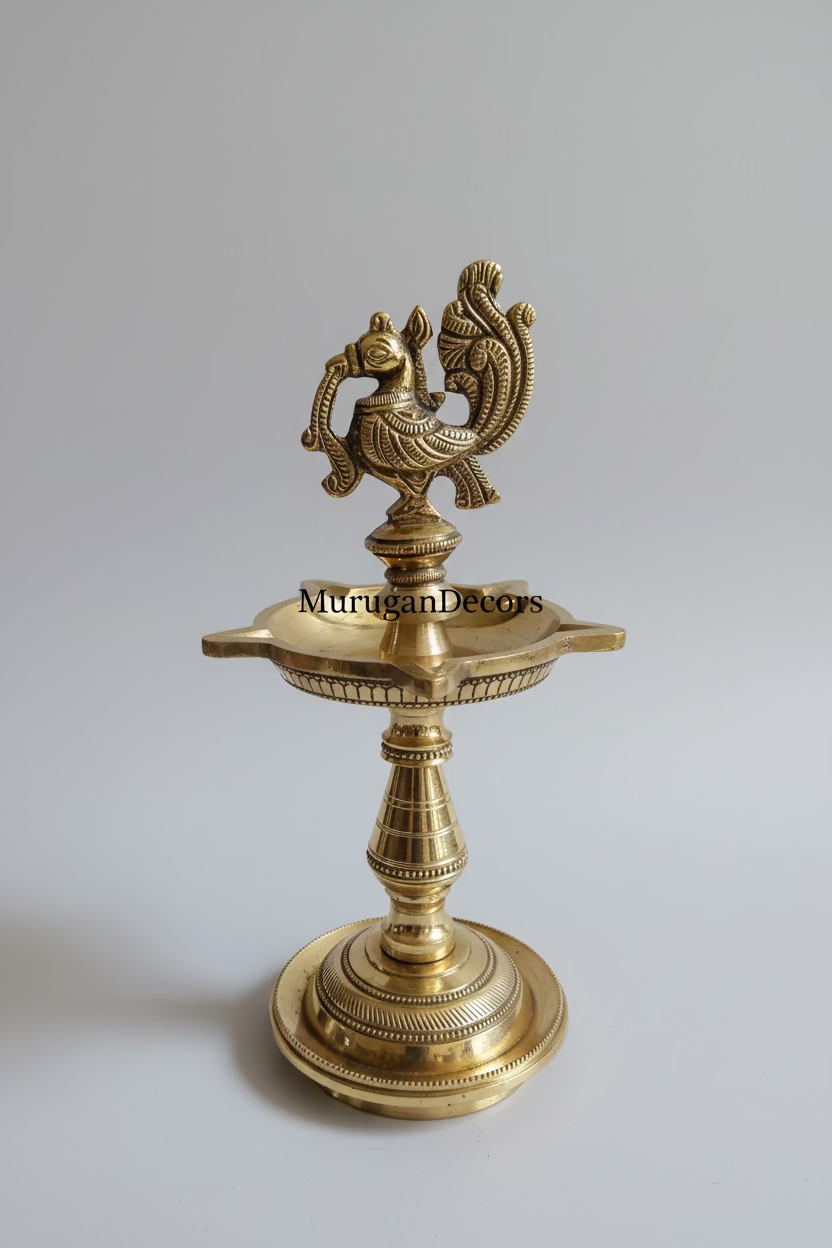 Heavy brass peacock kuthu villakku| Annam Lamp|brass standing lamp Brass Annam Kuthuvilakku Oil Lamp | Traditional Indian Pooja Vilakku for housewarming gifts