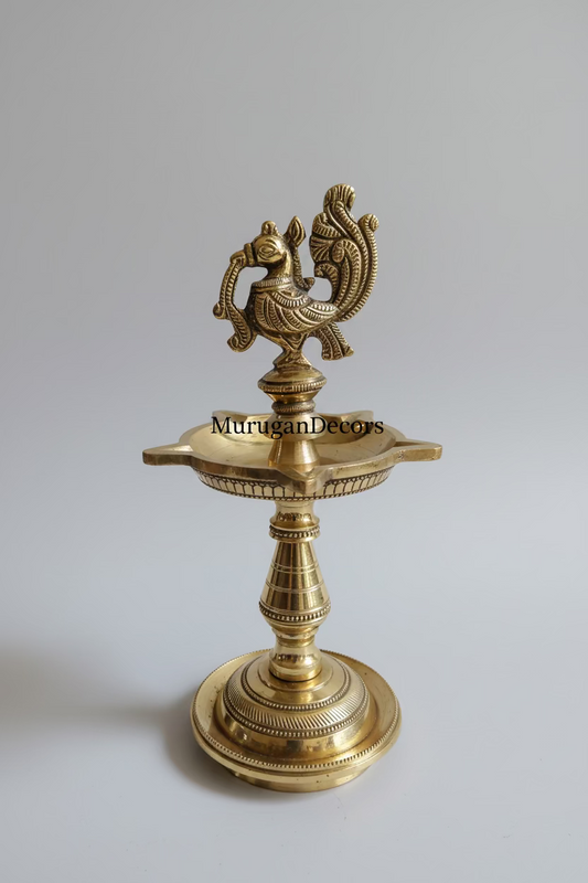 Heavy brass peacock kuthu villakku| Annam Lamp|brass standing lamp Brass Annam Kuthuvilakku Oil Lamp | Traditional Indian Pooja Vilakku for housewarming gifts