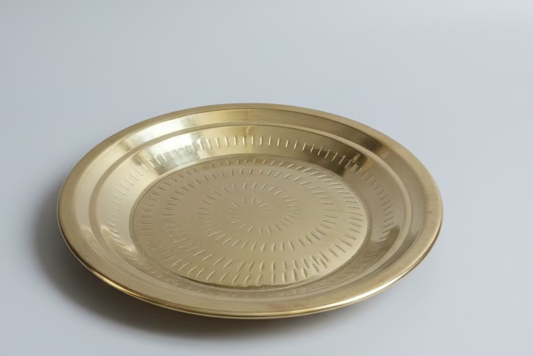 Brass Thamboolam Plate – South Indian Style Tambulam Tray for Pooja, Marriage &amp; Baby Shower Decor|8-16| inches|pooja thali| puja plate | pooja favours | housewarming| pooja utilities