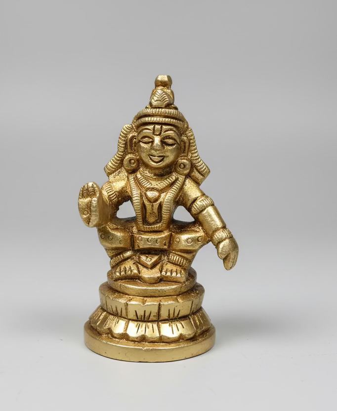 Brass Ayyapa Idol – Handcrafted Lord Ayyappan Statue for Mandir, Sabarimala Devotion| Spiritual Gifting | Housewarming| Festival Gifting |Home Decor Item|Best House Warming Gift|Home Decorative by Indian Collectable