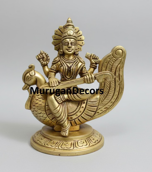 Brass Saraswathi Devi Idols for Home Mandir| Hindu God Statue|Spiritual Gifting | Housewarming| Festival Gifting |Home Decor Item|Best House Warming Gift|Home Decorative by Indian Collectable