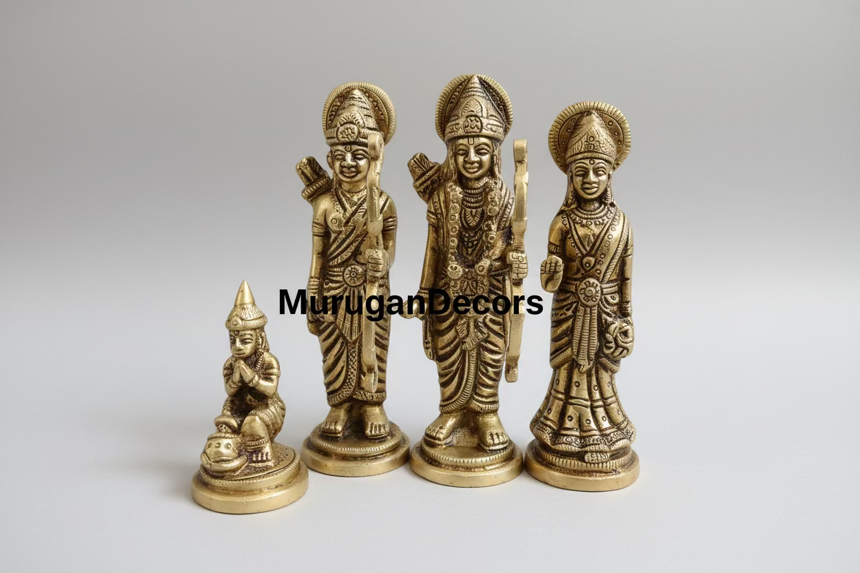 Brass Ram Darbar Statue Set – Lord Ram, Sita, Lakshman,Hanuman Idols for Home Mandir| Ram Parivar set|Spiritual Gifting| Festival Gifting |Best House Warming Gift|Home Decorative by Indian Collectable