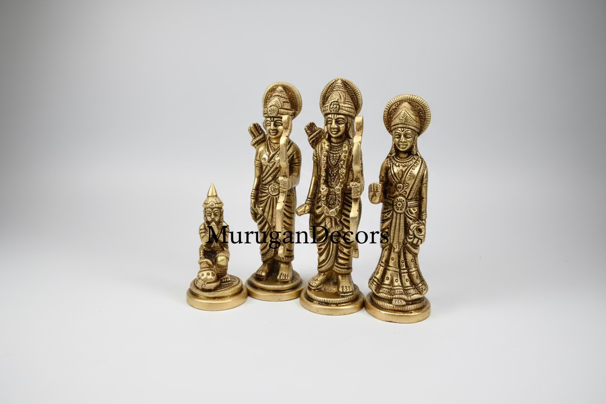 Brass Ram Darbar Statue Set – Lord Ram, Sita, Lakshman,Hanuman Idols for Home Mandir| Ram Parivar set|Spiritual Gifting| Festival Gifting |Best House Warming Gift|Home Decorative by Indian Collectable