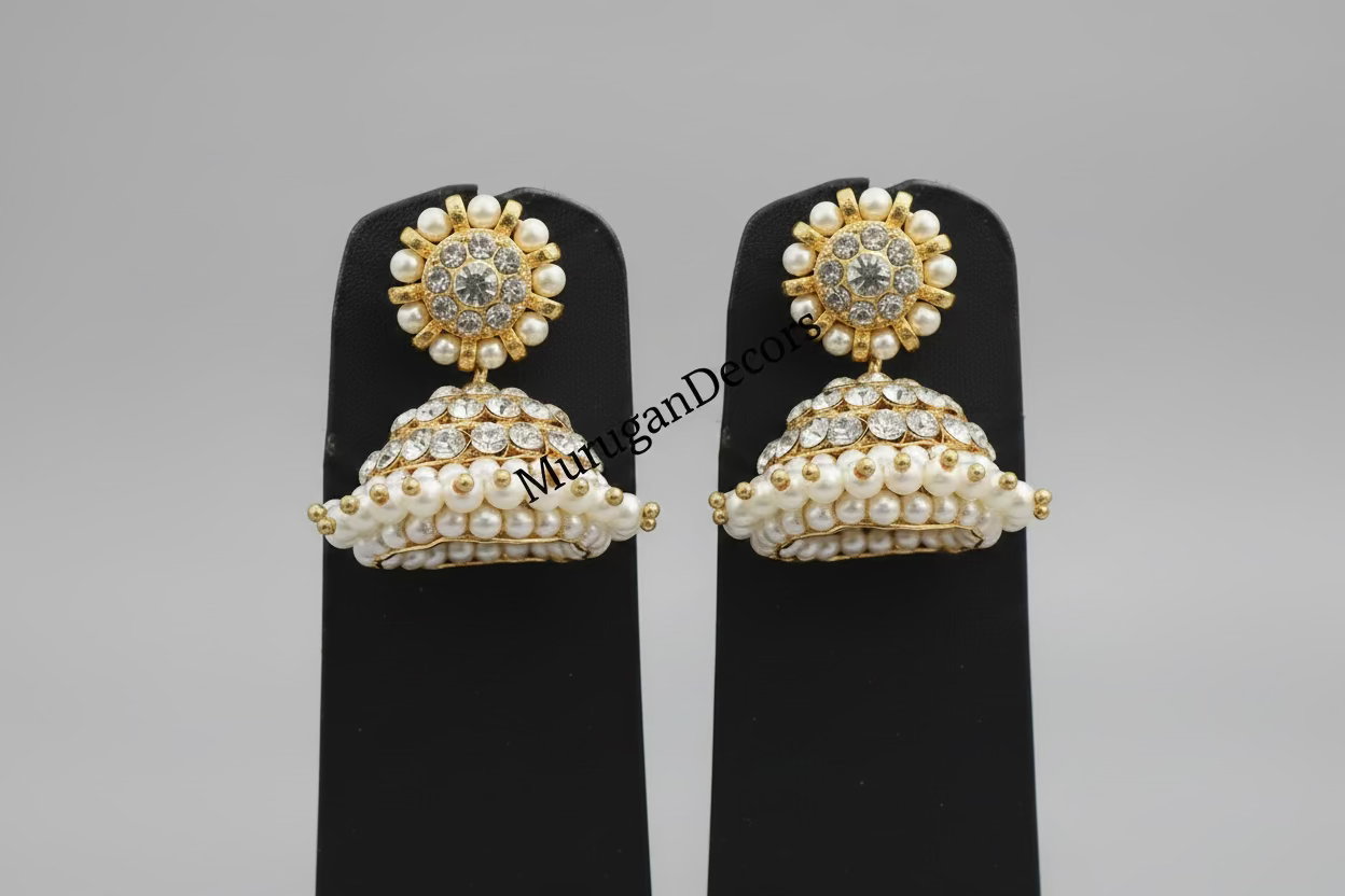 Big Kemp Temple Indian jewelry Earrings jimikki|Jumkka|| Bharatnatyam, Kuchipudi, Engagement, Weddings, Birthdays | Classical Dance Jewelry