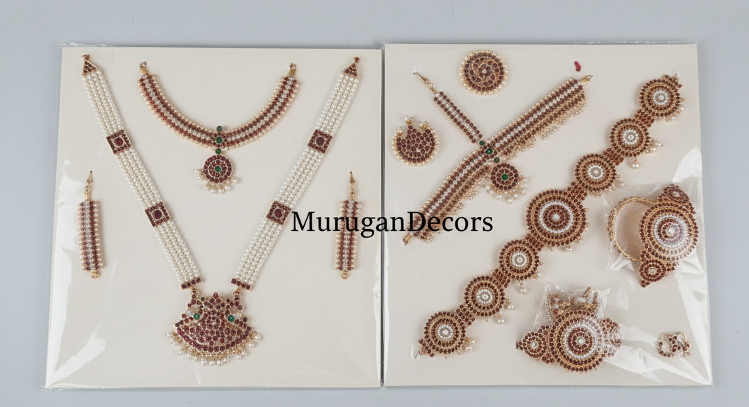 Bharathanatyam Dance Jewellery full Set| Kemp Bharatanatyam Jewelry/ Stone & Pearl Jewelry Set For Dance