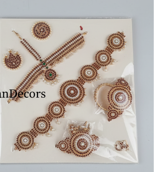 Bharathanatyam Dance Jewellery full Set| Kemp Bharatanatyam Jewelry/ Stone & Pearl Jewelry Set For Dance