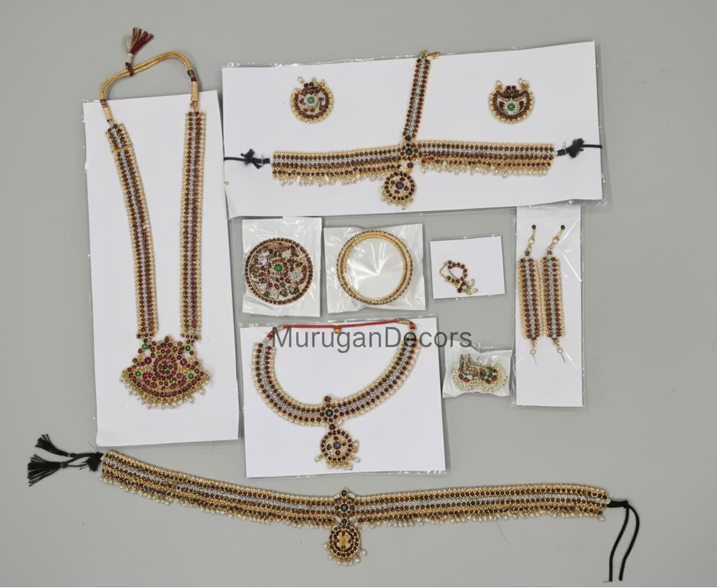 Bharathanatyam Dance Jewellery full Set with Hip Belt | Kemp Bharatanatyam Jewelry/ Stone & Pearl Jewelry Set For Classical Dance