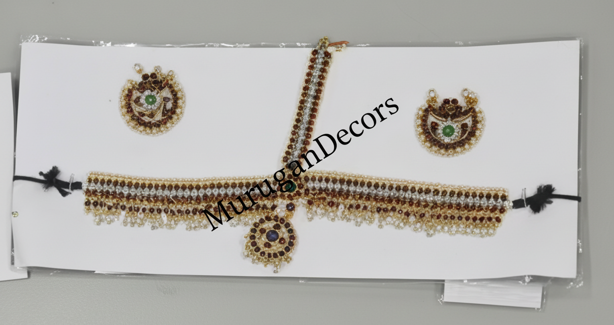 Bharathanatyam Dance Jewellery full Set with Hip Belt | Kemp Bharatanatyam Jewelry/ Stone & Pearl Jewelry Set For Classical Dance