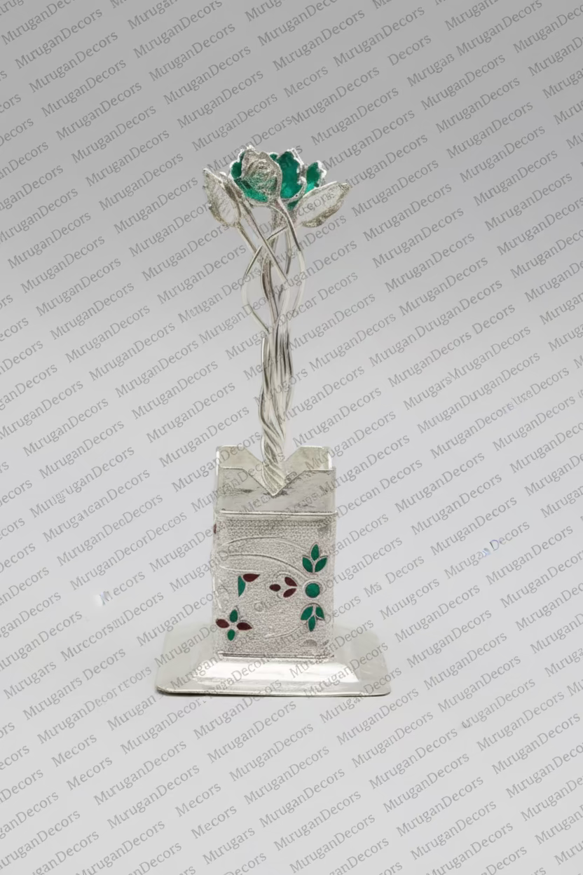 German Silver Tulsi Plant – Sacred Holy Basil Sculpture for Home Pooja| housewarming pooja gifts|return gifts|Traditional Pooja Return Gifts