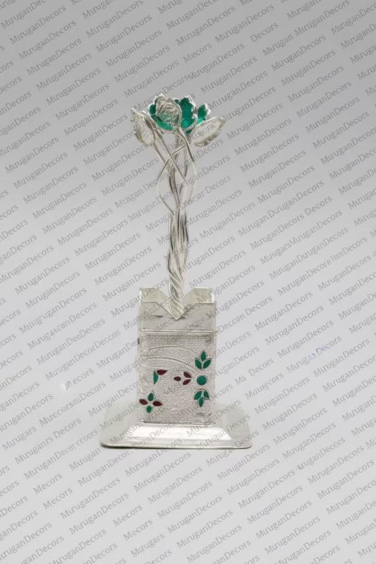German Silver Tulsi Plant – Sacred Holy Basil Sculpture for Home Pooja| housewarming pooja gifts|return gifts|Traditional Pooja Return Gifts