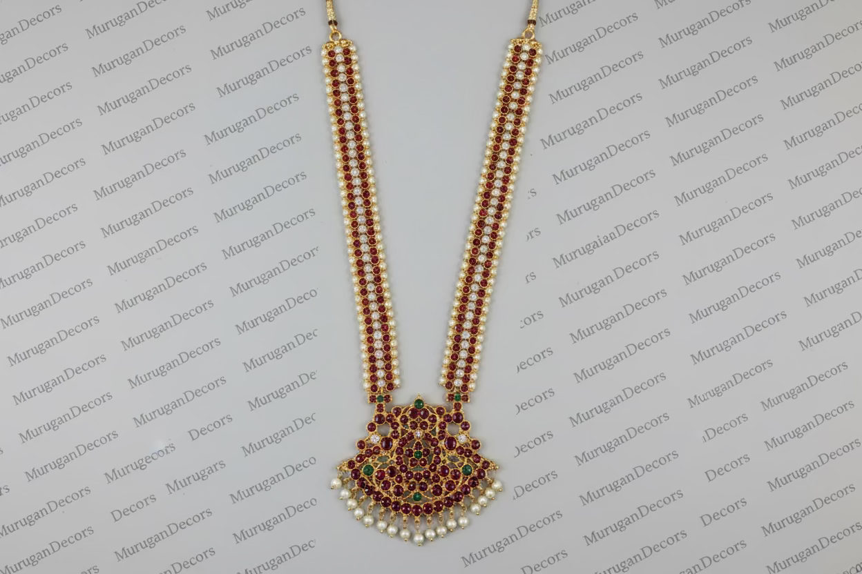 Bharatnatyam Dance Jewelry full Set| Good Quality Red and White Kemp stone Bharatanatyam Jewellery/ Stone & Pearl |Classical Dance Jewelry set