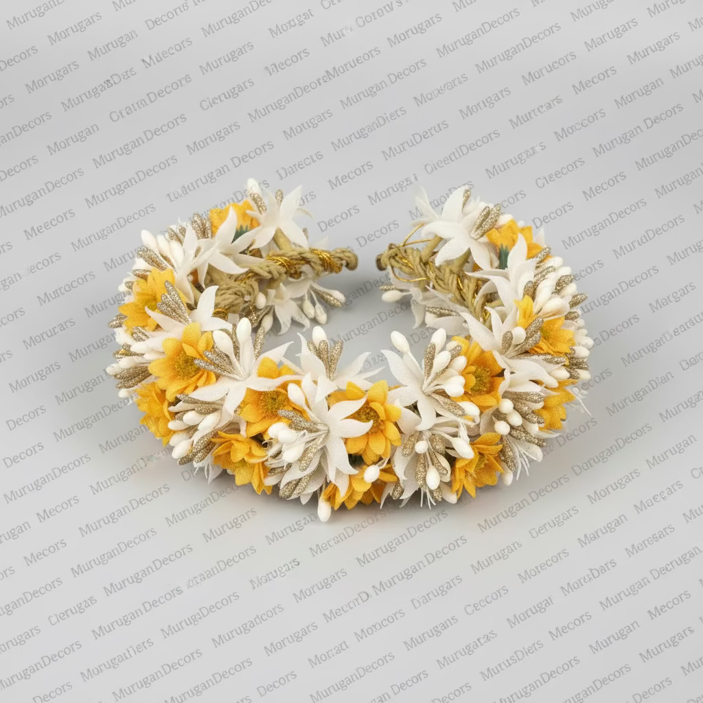 Reusable Artificial fabric flowers/moti South Indian hair accessory gajra/flower veni/tiara bridal/wedding/reception/sangeet |Indian fashion|Gajra flower for dance | Hair Flower
