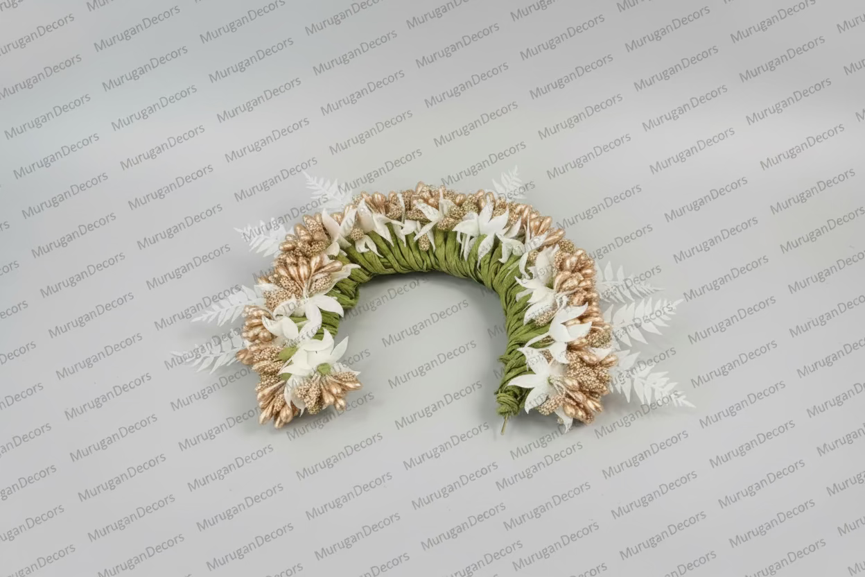 Reusable Artificial fabric flowers/moti South Indian hair accessory gajra/flower veni/tiara bridal/wedding/reception/sangeet |Indian fashion|Gajra flower for dance | Hair Flower