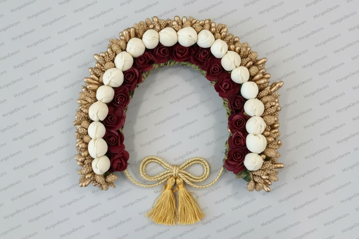 Reusable Artificial fabric flowers/moti South Indian hair accessory gajra/flower veni/tiara bridal/wedding/reception/sangeet |Indian fashion|Gajra flower for dance | Hair Flower