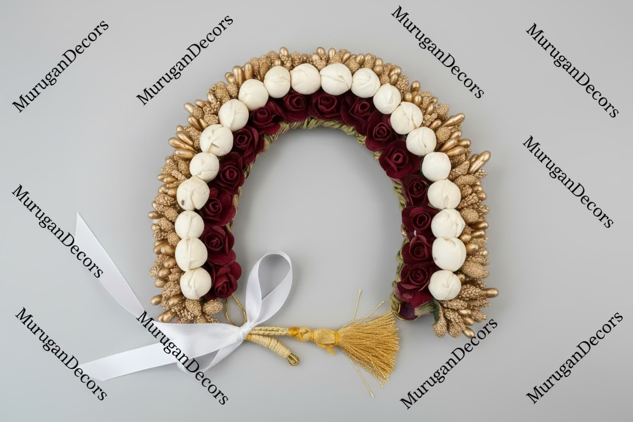 Reusable Artificial fabric flowers/moti South Indian hair accessory gajra/flower veni/tiara bridal/wedding/reception/sangeet |Indian fashion|Gajra flower for dance | Hair Flower