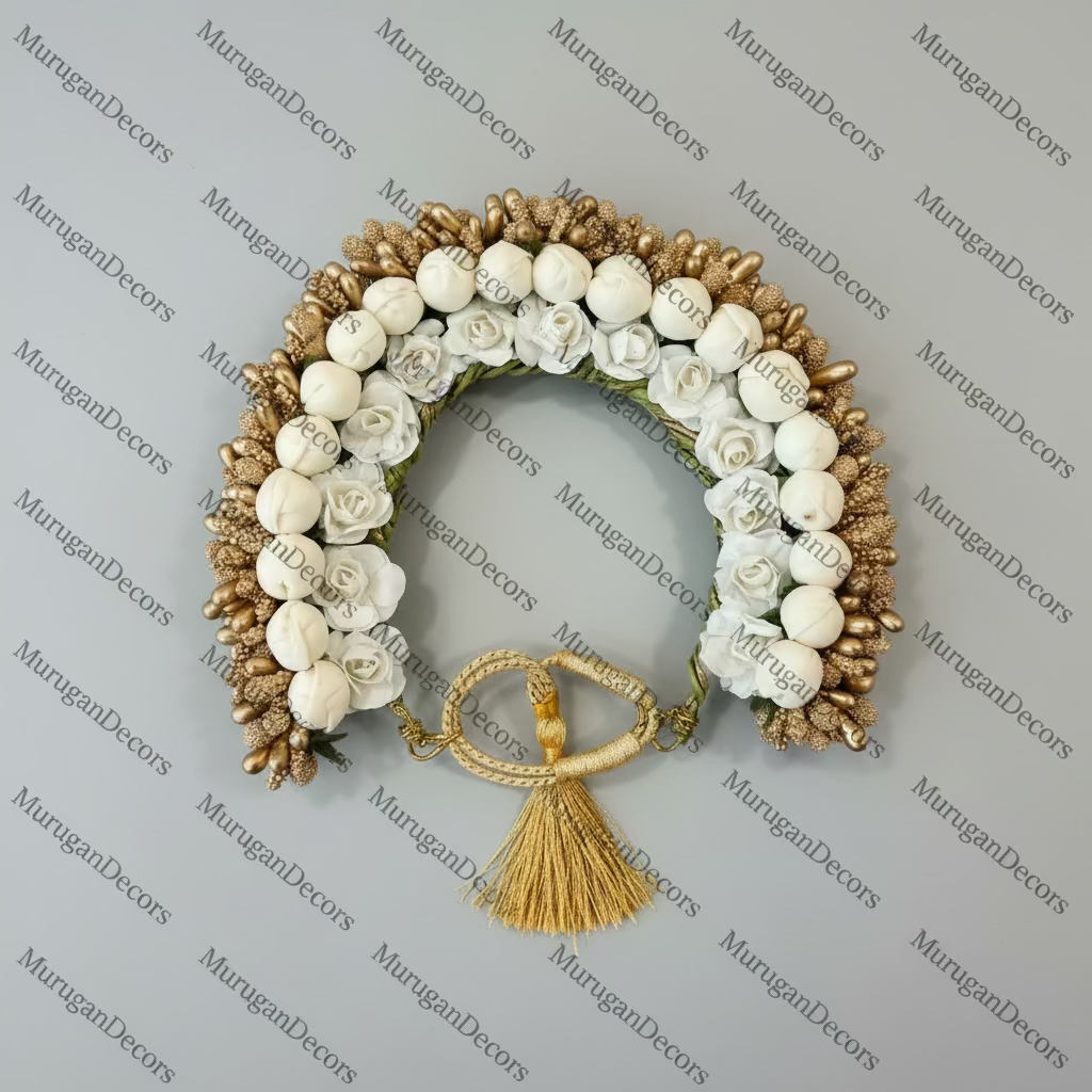Reusable Artificial fabric flowers/moti South Indian hair accessory gajra/flower veni/tiara bridal/wedding/reception/sangeet |Indian fashion|Gajra flower for dance | Hair Flower