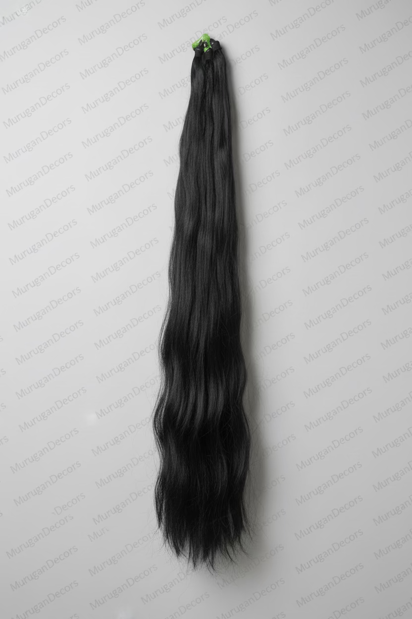 Black Long Silky Indian Braid Hair Extension — Three-Strand Wedding,Dance Jadai |Bridal False Hair| Indian Dance Jewelry Ready Jada | hair extension for dance|Bharatanatyam Kuchipudi Weddings Events