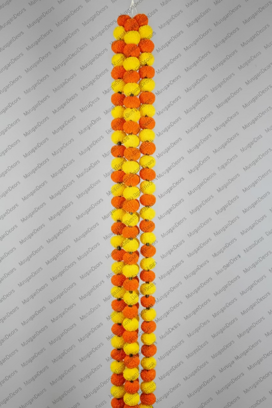 Yellow/Orange Small Marigold Garland for Decoration |5 Feet Artificial Marigold Flowers | Diwali Decorations for Home |Artificial Marigold Heads for Diwali Party | Indian Weddings,Halloween,Wreath