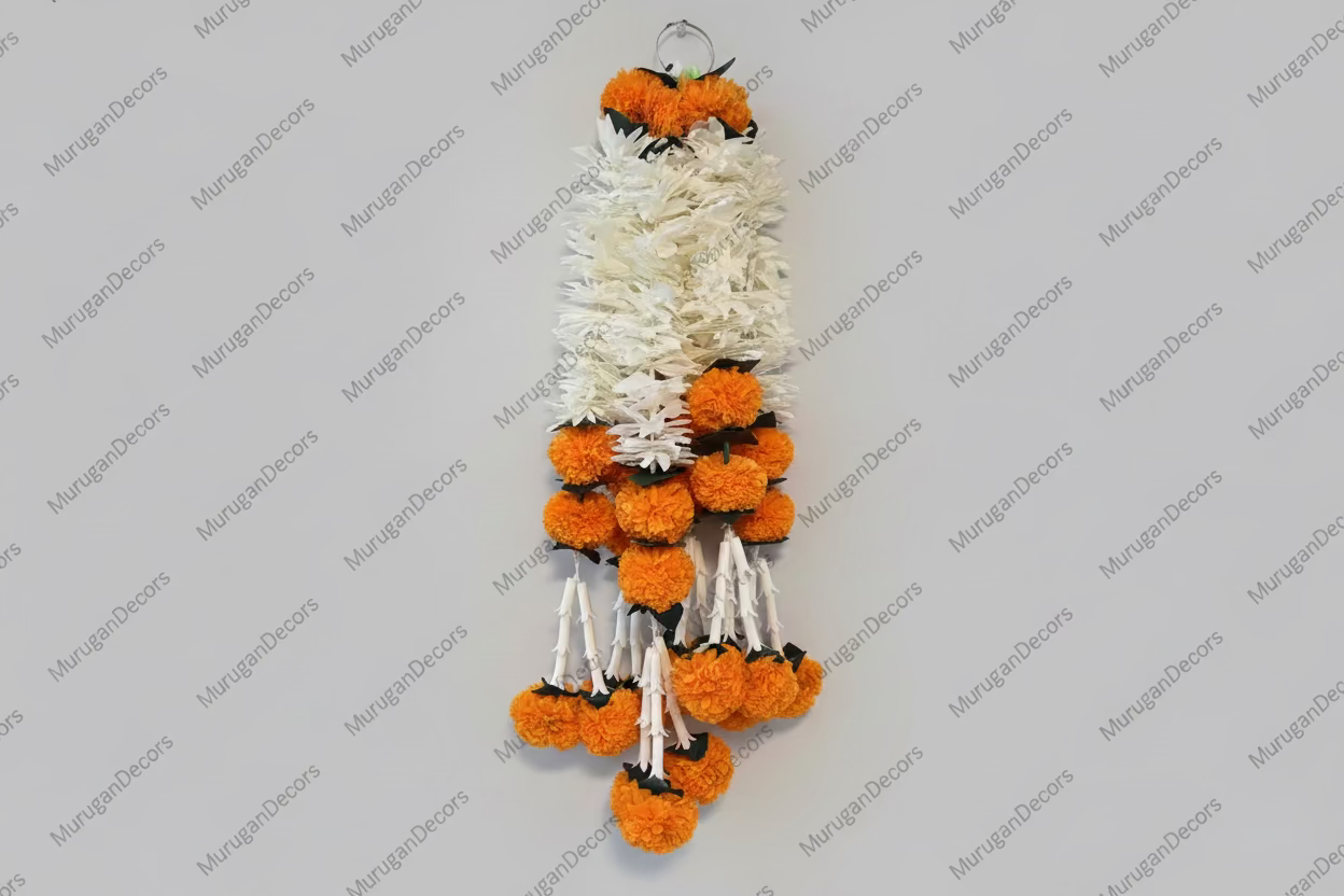 Marigold and Jasmine flower hanging Decor / garland strings/ Pooja Decor / Indian Pooja Decor / Artifical Flower Decor / Flower Pooja Decor/ Ganesh Pooja Decor