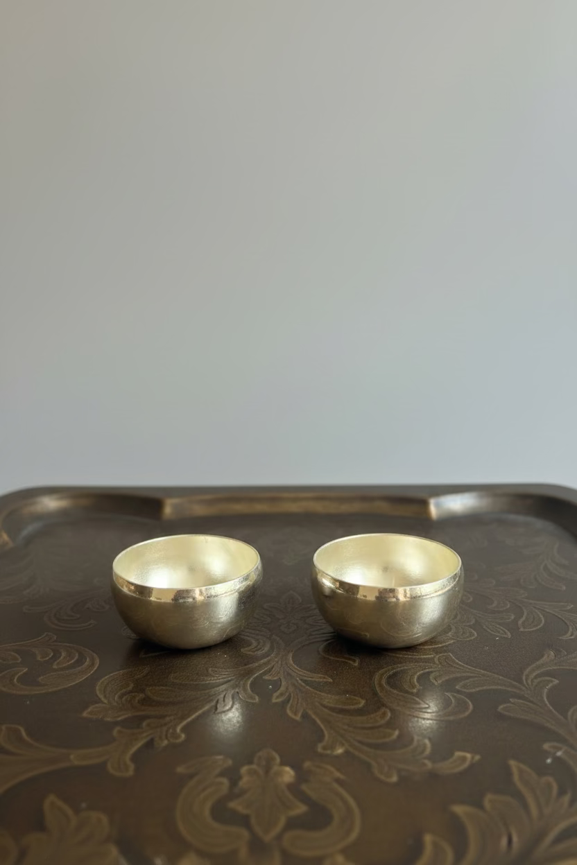 8-piece German Silver Plated Pooja Thali Set |(7 Inch) | Indian Pooja Thali plate Favor,| housewarming Gift| Wedding Favors