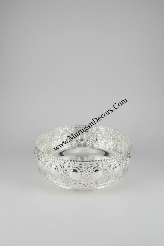 German Silver Pooja Thaali | German Silver Indian Pooja Tray Favor, Thambulam|Diwali Return Gift (8-Inch) |Favors Housewarming Gifting |Traditional Return Gifts