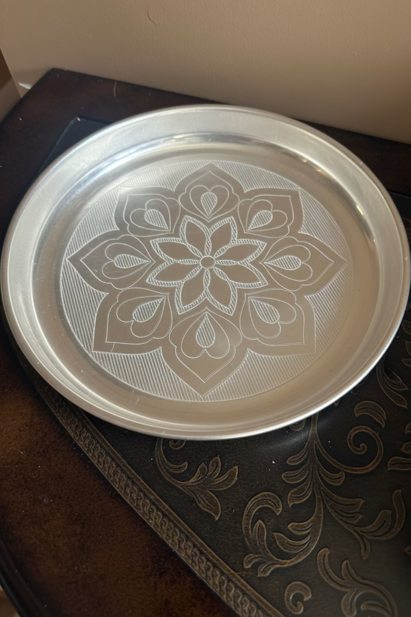 German Silver Pooja Thaali Plate |(10 inch)| Thamboolam plate: Indian Pooja Thali plate Favor | Wedding Favors |Housewarming Gifts