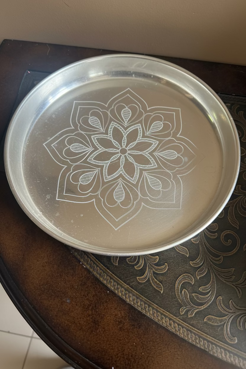 German Silver Pooja Thaali Plate |(10 inch)| Thamboolam plate: Indian Pooja Thali plate Favor | Wedding Favors |Housewarming Gifts
