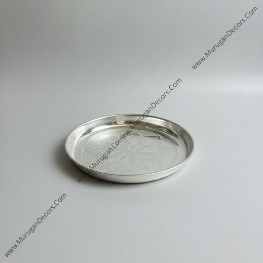 German Silver Pooja Thaali Plate |(10 inch)| Thamboolam plate: Indian Pooja Thali plate Favor | Wedding Favors |Housewarming Gifts