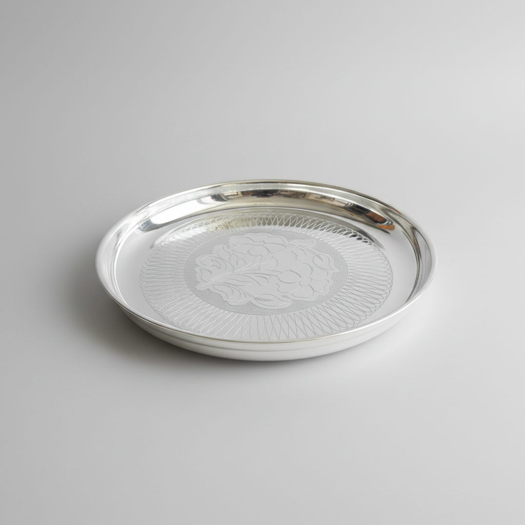 German Silver Pooja Thaali Plate |(10 inch)| Thamboolam plate: Indian Pooja Thali plate Favor | Wedding Favors |Housewarming Gifts