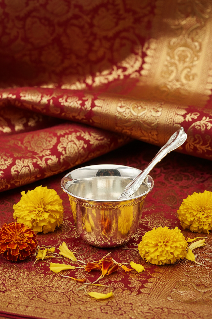 German Silver Panchapatra Set |Indian Pooja Favor| housewarming Gift| Wedding Favors|Indian Tradtional pooja Utility