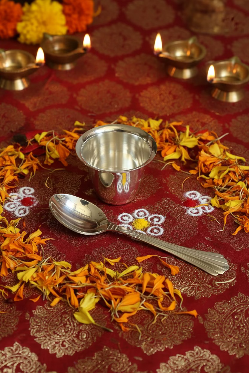 German Silver Panchapatra Set |Indian Pooja Favor| housewarming Gift| Wedding Favors|Indian Tradtional pooja Utility