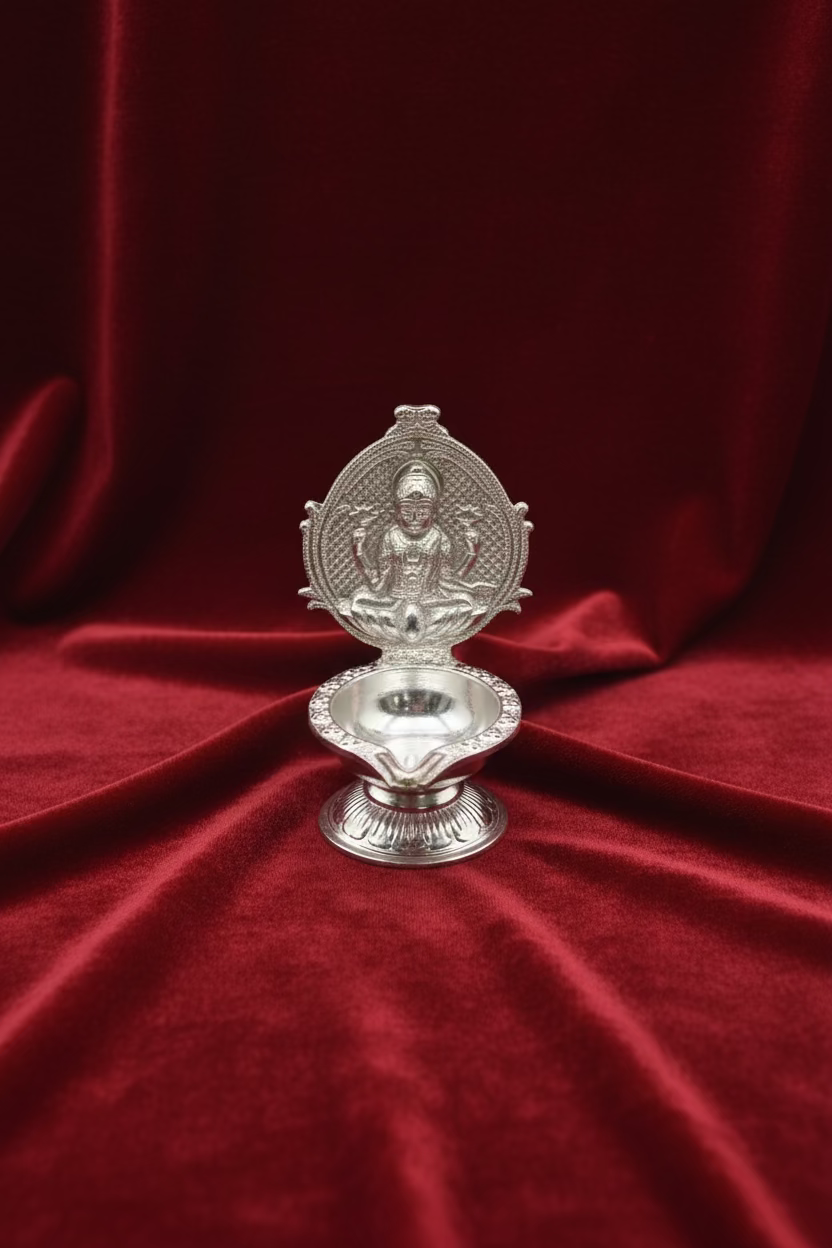 German silver Lakshmi diya for housewarming return gifts | pooja favor|puja gifts | Laxmi Deepam, Wedding Favors, Religious Gift, Diyas, Diwali Decor