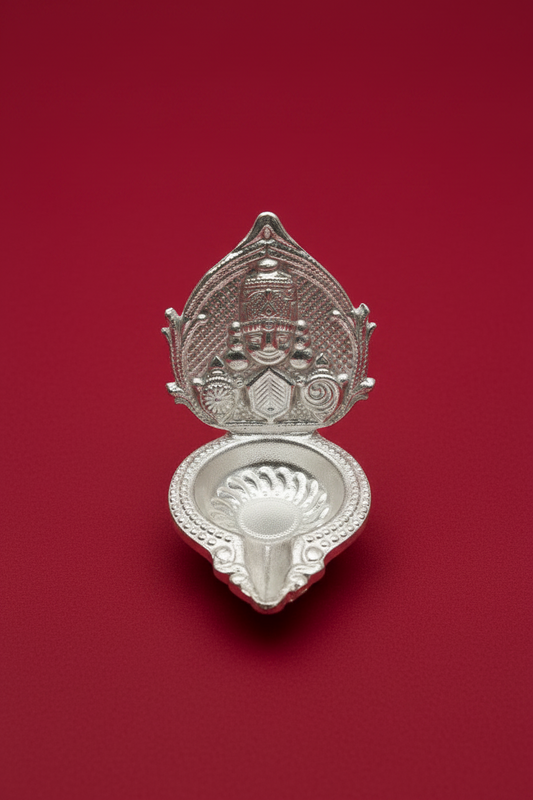 German Silver Balaji Deepam  , Venkateshwara Swamy Diya |(4 inch) | Satyanarayana Vratham | pooja Favors, Religious Gift, Diyas, Diwali Decor |German silver Balaji diya for housewarming return gifts | puja gifts
