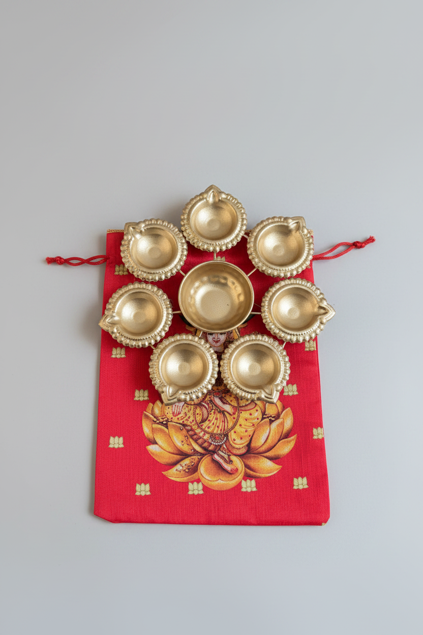 7 Inch Metal Mini Lotus Urli Diya Tealight Holder — Diwali &amp; Housewarming Return Gifts