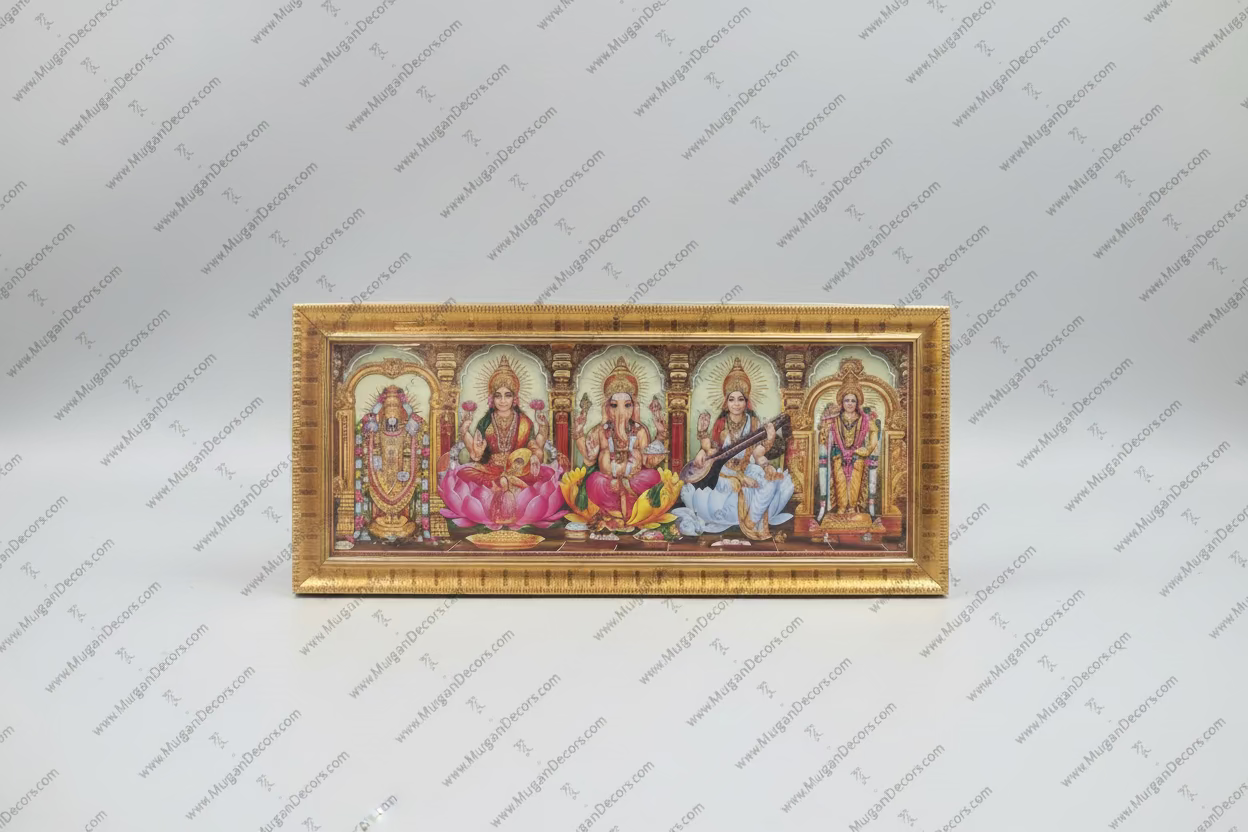 All 5 Hindu God Ganesha Lakshmi Saraswathi Murugan and Peruman Photo Frame