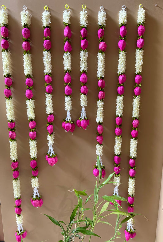 8pc set Indian Artificial lotus buds flower garland|lotus buds |pooja backdrop garland set|housewarming pooja|festival decorations|lotus buds garlands|backdrop garlands