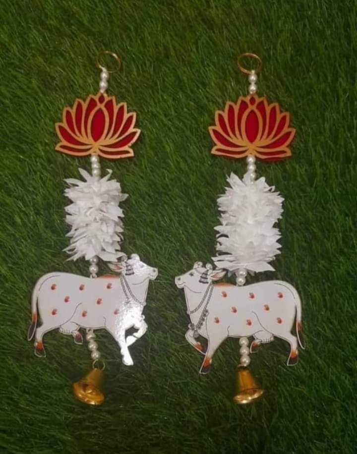 Lotus with Cow hanging | Latkan Toran set | housewarming decorations/ pooja decoration/ Ganpati Decor |Diwali Decoration