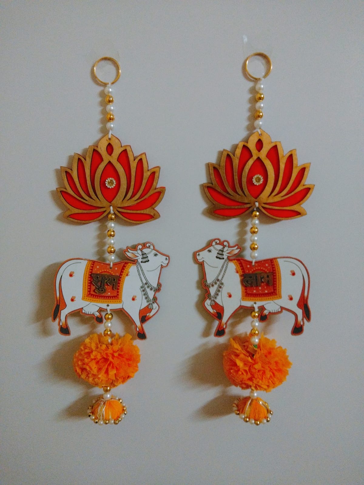 Lotus with Cow hanging | Latkan Toran set | housewarming decorations/ pooja decoration/ Ganpati Decor |Diwali Decoration