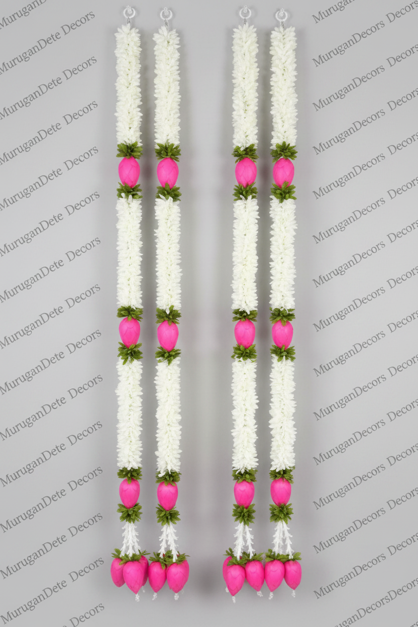 Lotus Buds hanging toran |Stair Case hangings| Lotus garland strings/ Pooja Decor / Indian Pooja Decor / Artifical Flower Decor / Flower Pooja Decor/ Ganesh Pooja Decor