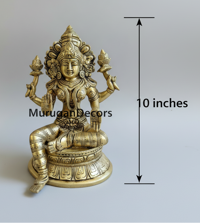 Buy 10 inch brass Hindu God Lakshmi statue and Brass Lakshmi  Idols online in USA for housewarming gifts 