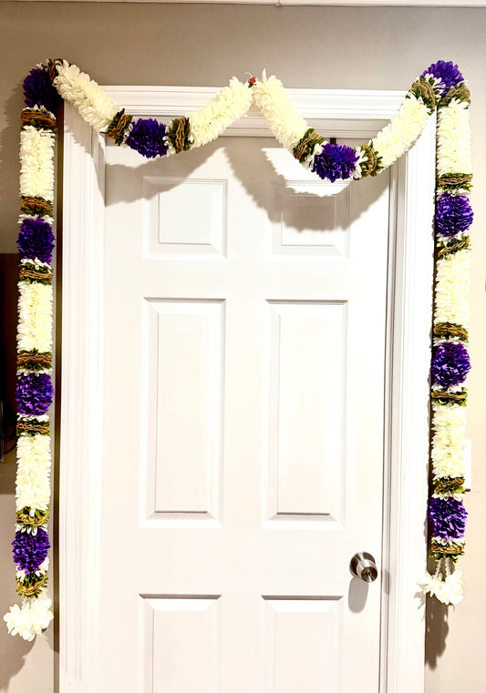 Main entry Door Toran 2pc set | Handcrafted Artificial Flower Garland for Diwali, Indian Housewarming & Pooja Decor | Door Thoran Indian Decorations for Entrance / Indian Pooja Decor|Bandanwar for door
