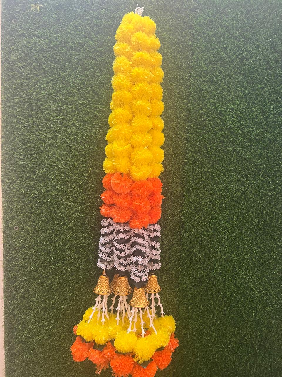 5Pcs Marigold Garland for Decoration,3 Feet Artificial Marigold Flowers Diwali Decorations for Home,Orange Artificial Marigold Heads for Diwali Party,Indian Weddings,Halloween,Wreath