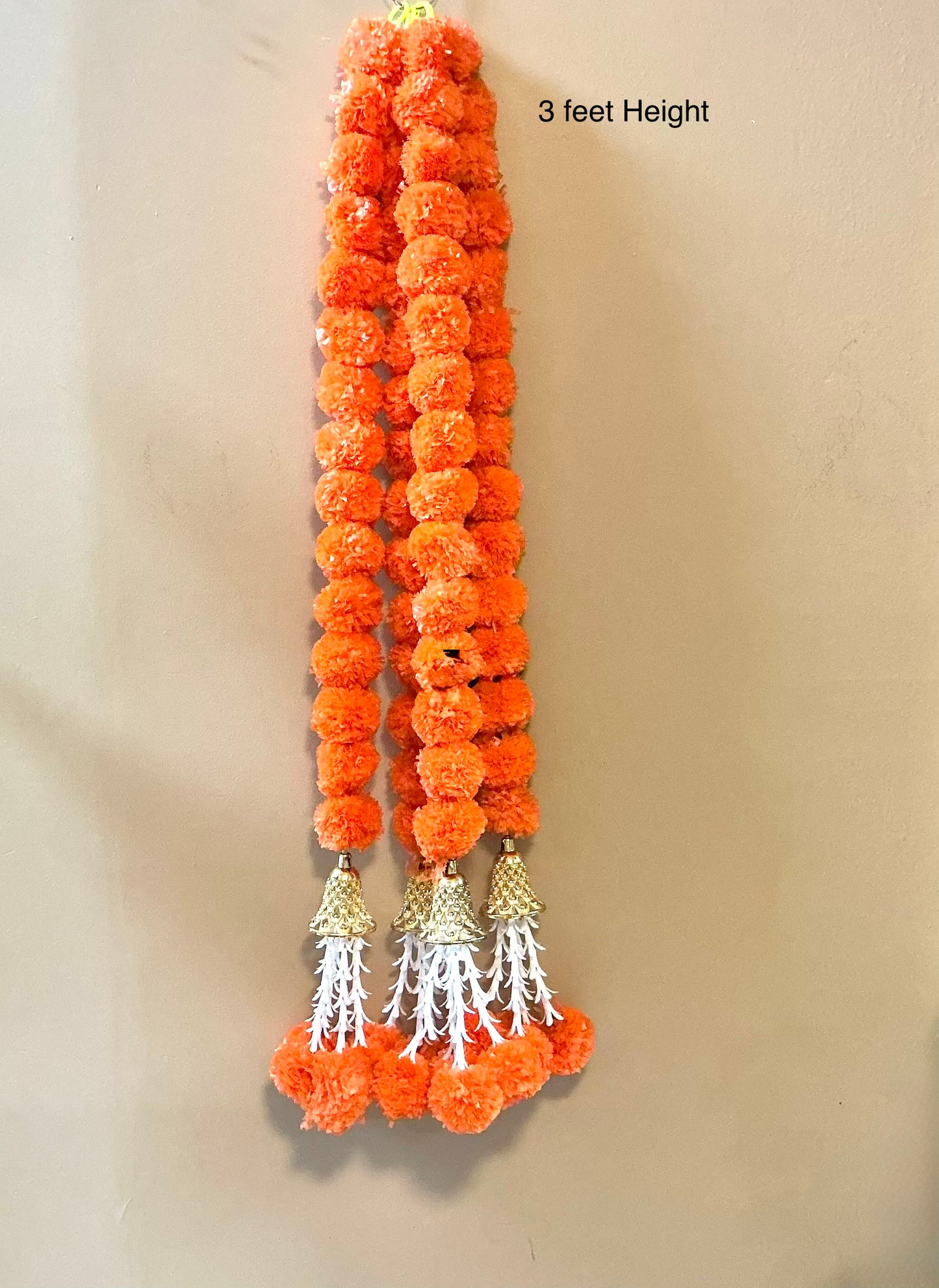 5Pcs Marigold Garland for Decoration,3 Feet Artificial Marigold Flowers Diwali Decorations for Home,Orange Artificial Marigold Heads for Diwali Party,Indian Weddings,Halloween,Wreath