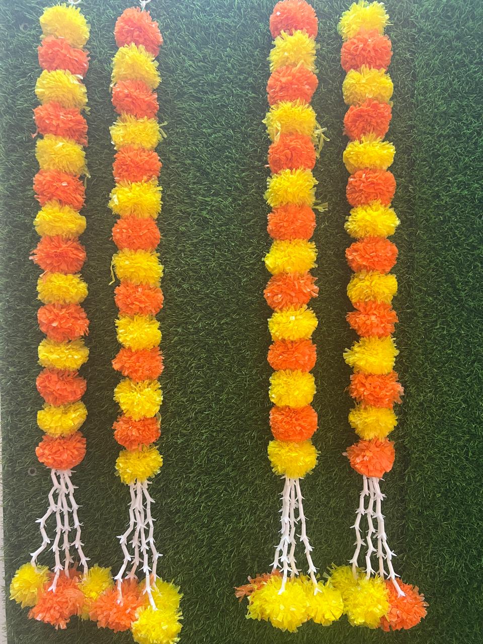 5Pcs Marigold Garland for Decoration,3 Feet Artificial Marigold Flowers Diwali Decorations for Home,Orange Artificial Marigold Heads for Diwali Party,Indian Weddings,Halloween,Wreath