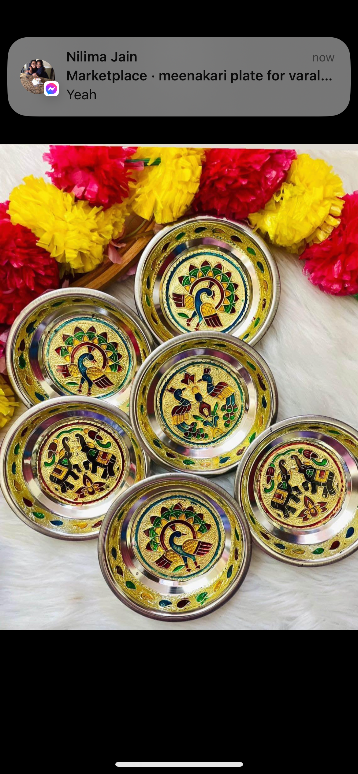 Meenakari Peacock/Flower design work steel plate- Housewarming Gift, Thambolam Plate, Pooja Gift, Return Gift, Navarathri gift, Diwali Gift