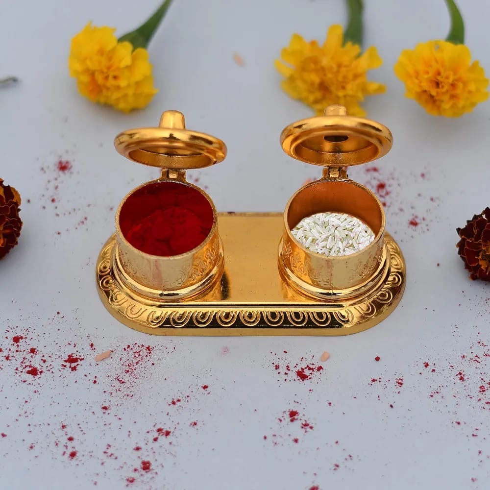 Golden Metal Haldi Kumkum Box, Pooja Decor Gifts |Housewarming return gifts|pooja favor