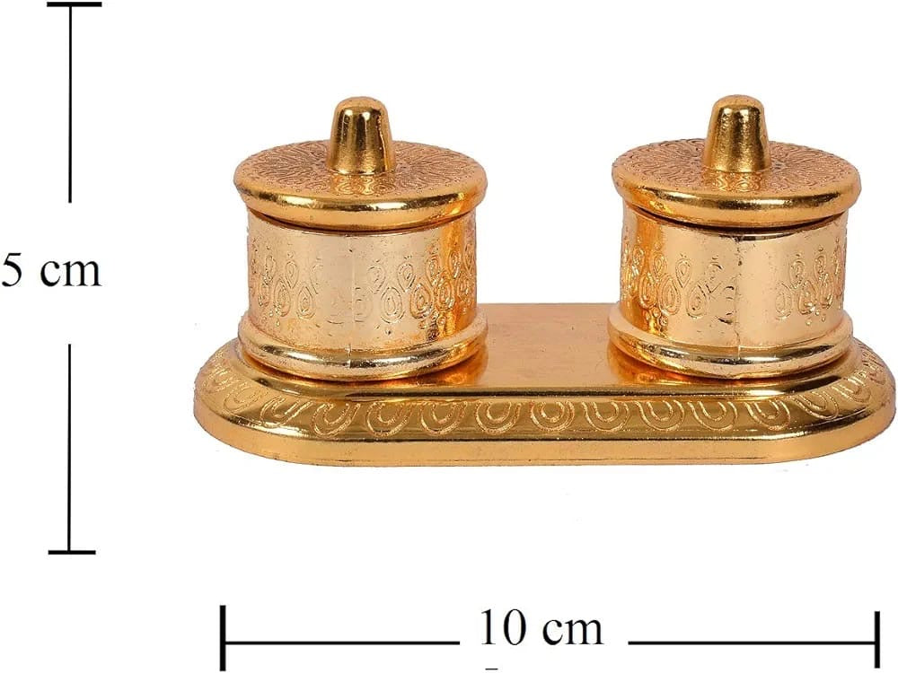 Golden Metal Haldi Kumkum Box, Pooja Decor Gifts |Housewarming return gifts|pooja favor